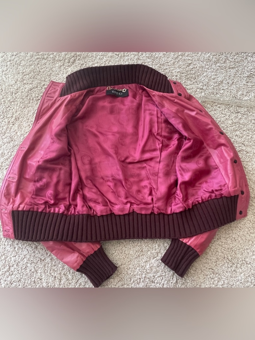 RARE ICONIC VINTAGE GUCCI BOMBER JACKET MADONNA PINK SZ 40 IT COACHELLA WOW! - Picture 5 of 10
